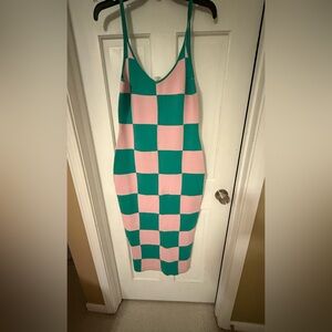 Pink green knit dress size L